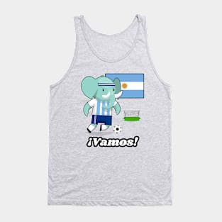 ⚽ Argentina Football, Cute Elephant Scores a Goal, Team Spirit Tank Top